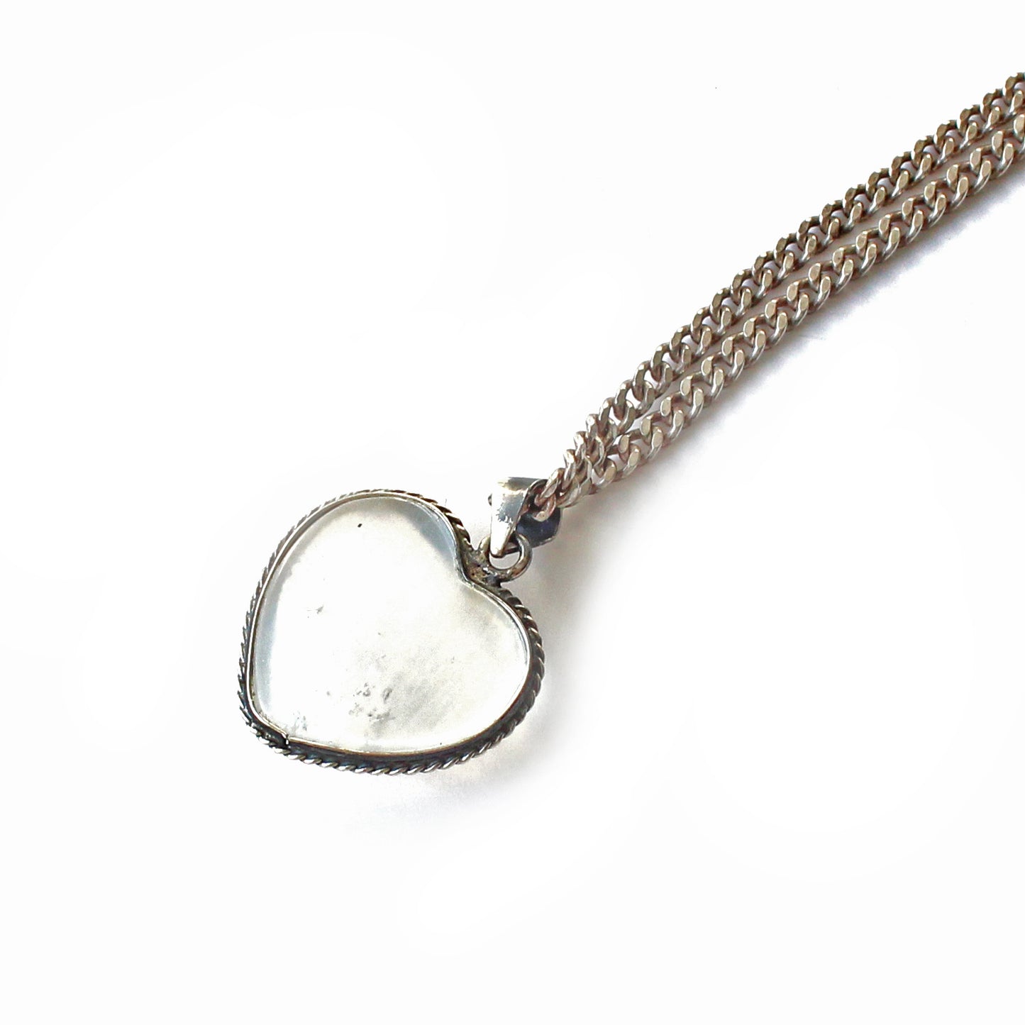 Vintage Solid Silver Moonstone Heart Necklace