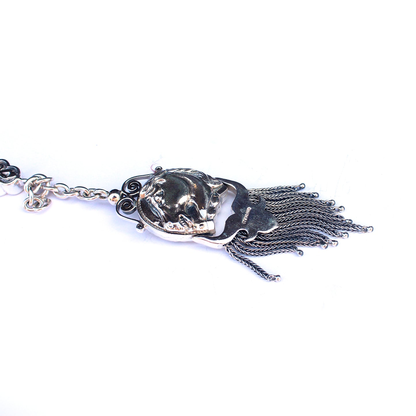 Vintage Sterling Silver Horse Albert Chain Pocket Watch Fob with Tassel & Dog Clip