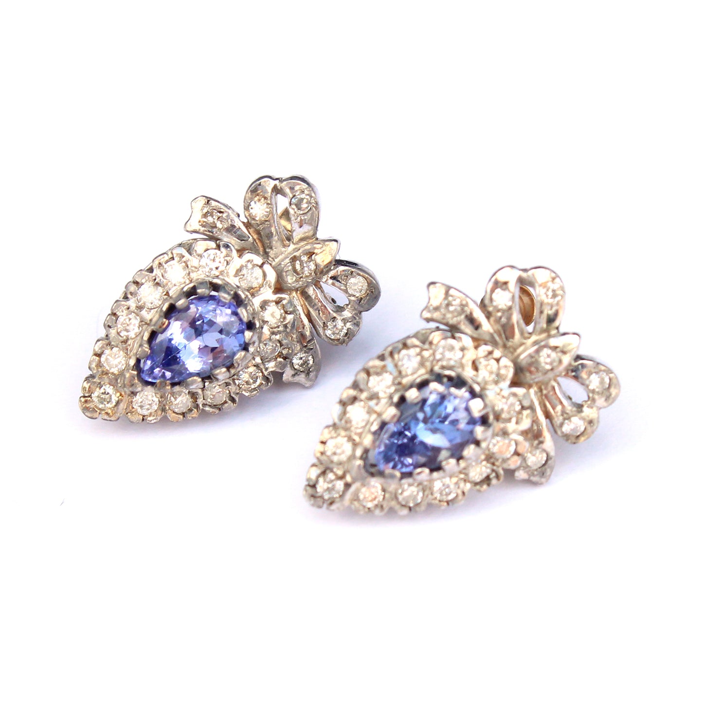 9ct Gold Tanzanite Diamond Heart Earrings