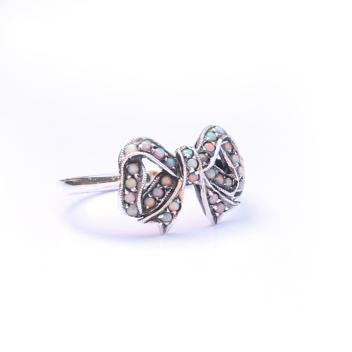 Sterling Silver Opal Ribbon Ring
