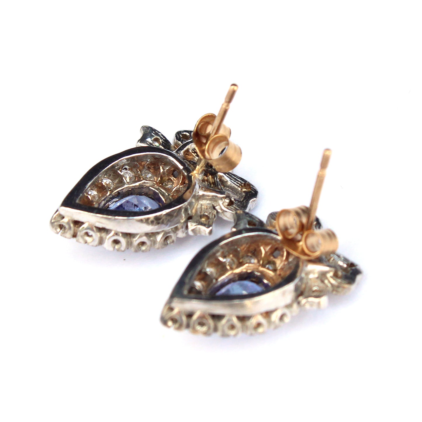 9ct Gold Tanzanite Diamond Heart Earrings
