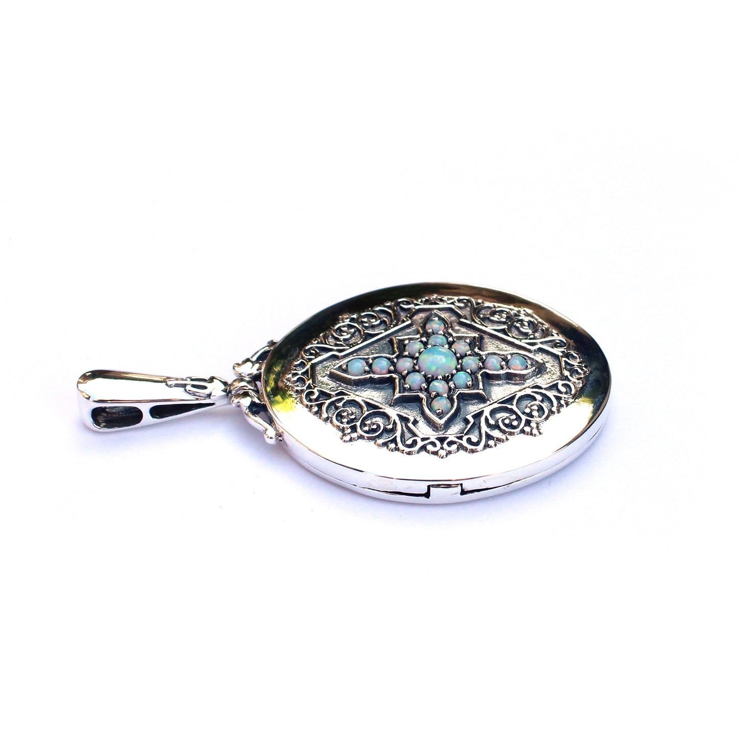 Sterling Silver Victorian Style Opal Locket