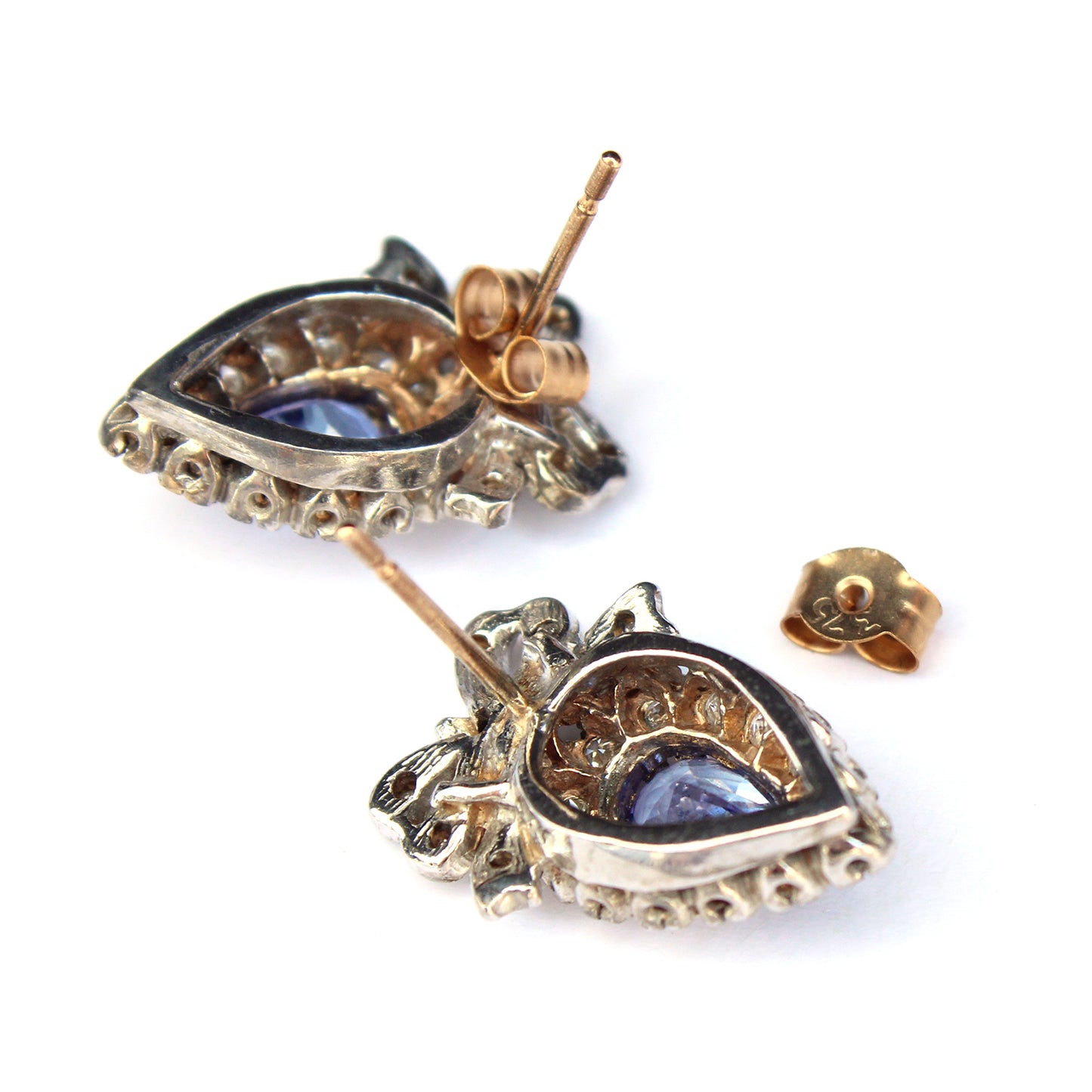 9ct Gold Tanzanite Diamond Heart Earrings