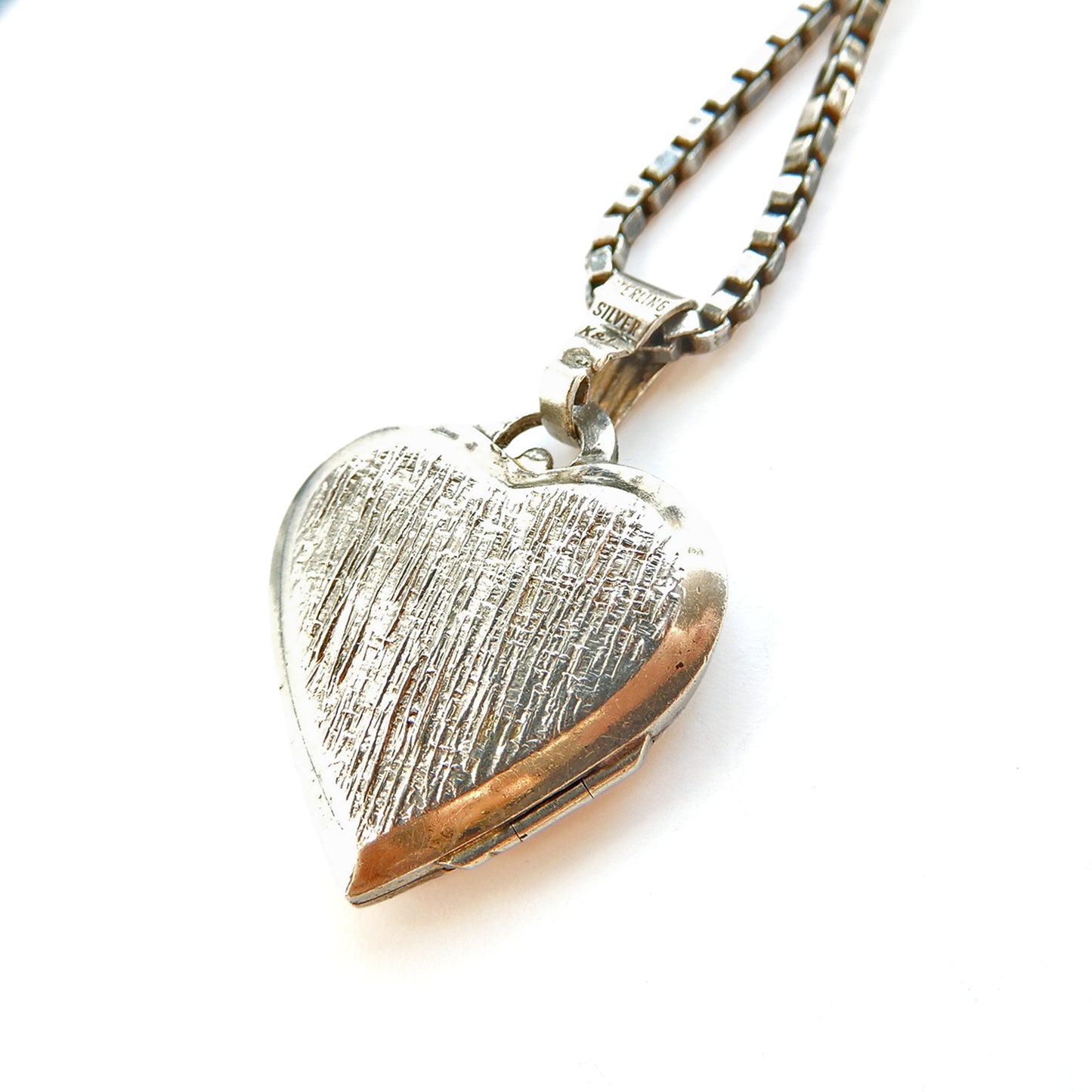 Vintage Sterling Silver K&L Heart Locket with 18inch Box Chain