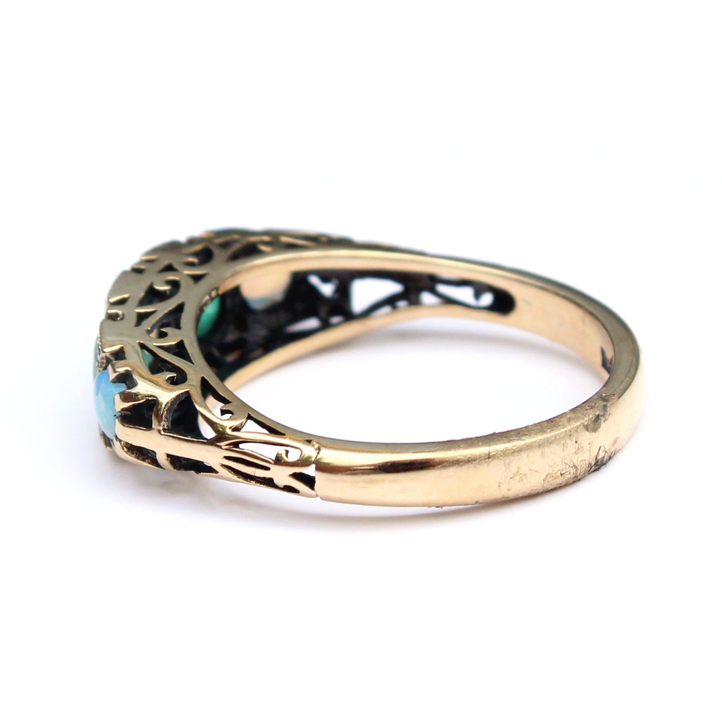 Vintage 9ct Gold Opal & Emerald Ring