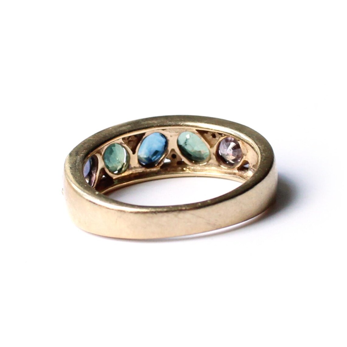 9ct Multi Sapphire & Diamond Ring Size 6.75/ UK N