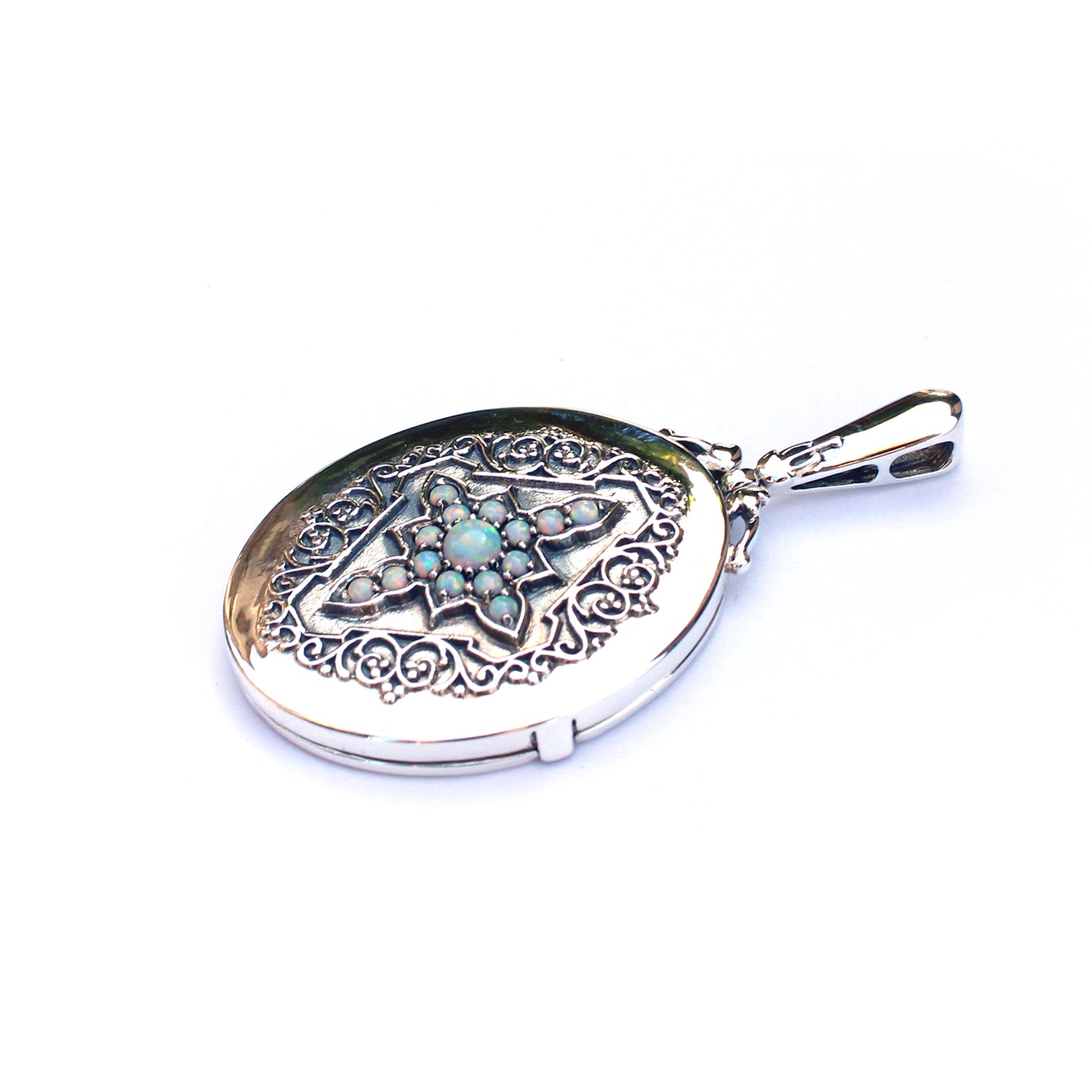 Sterling Silver Victorian Style Opal Locket