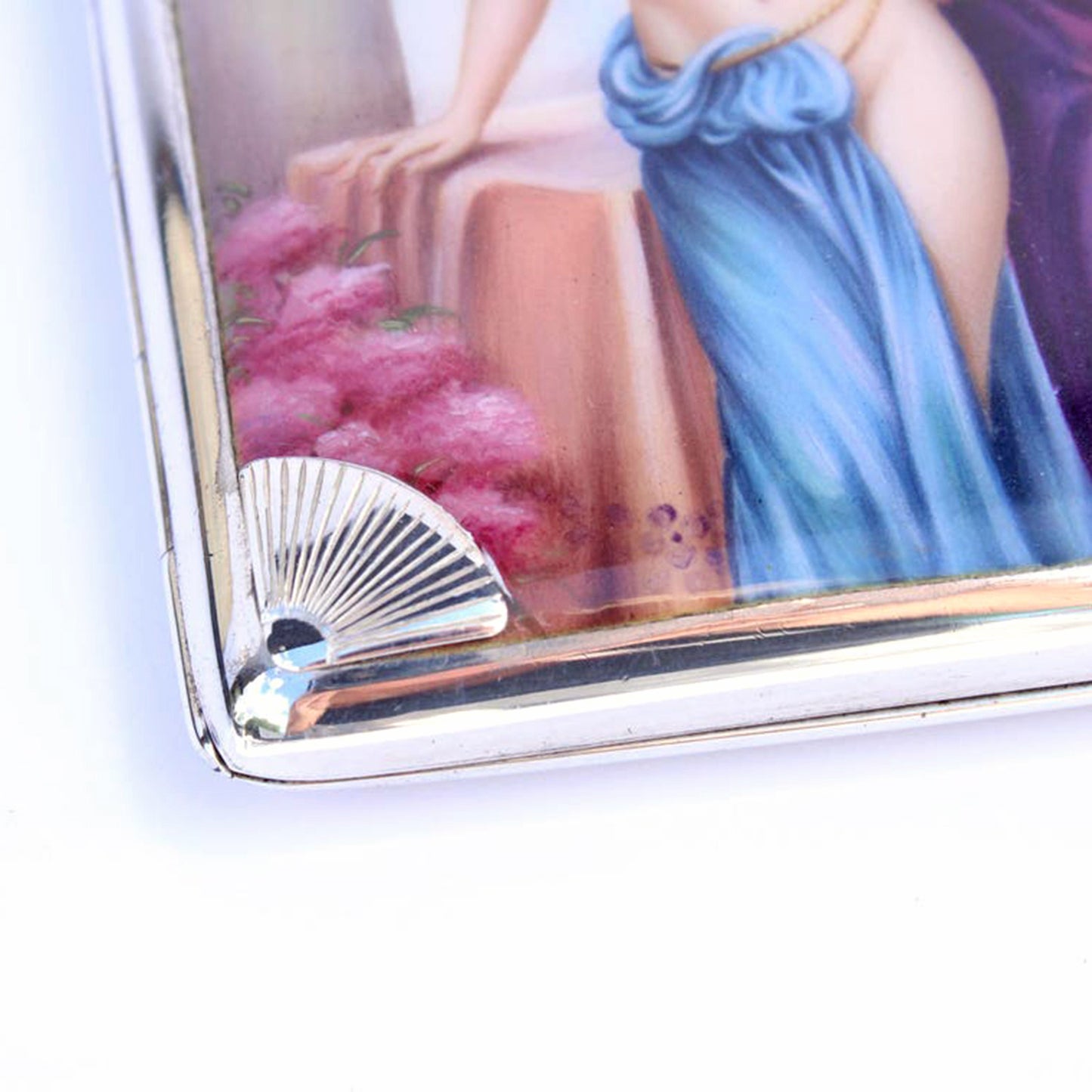 Rare 1920s Art Deco Sterling Silver Erotica Enamel Cigarette Case by Joseph Gloster
