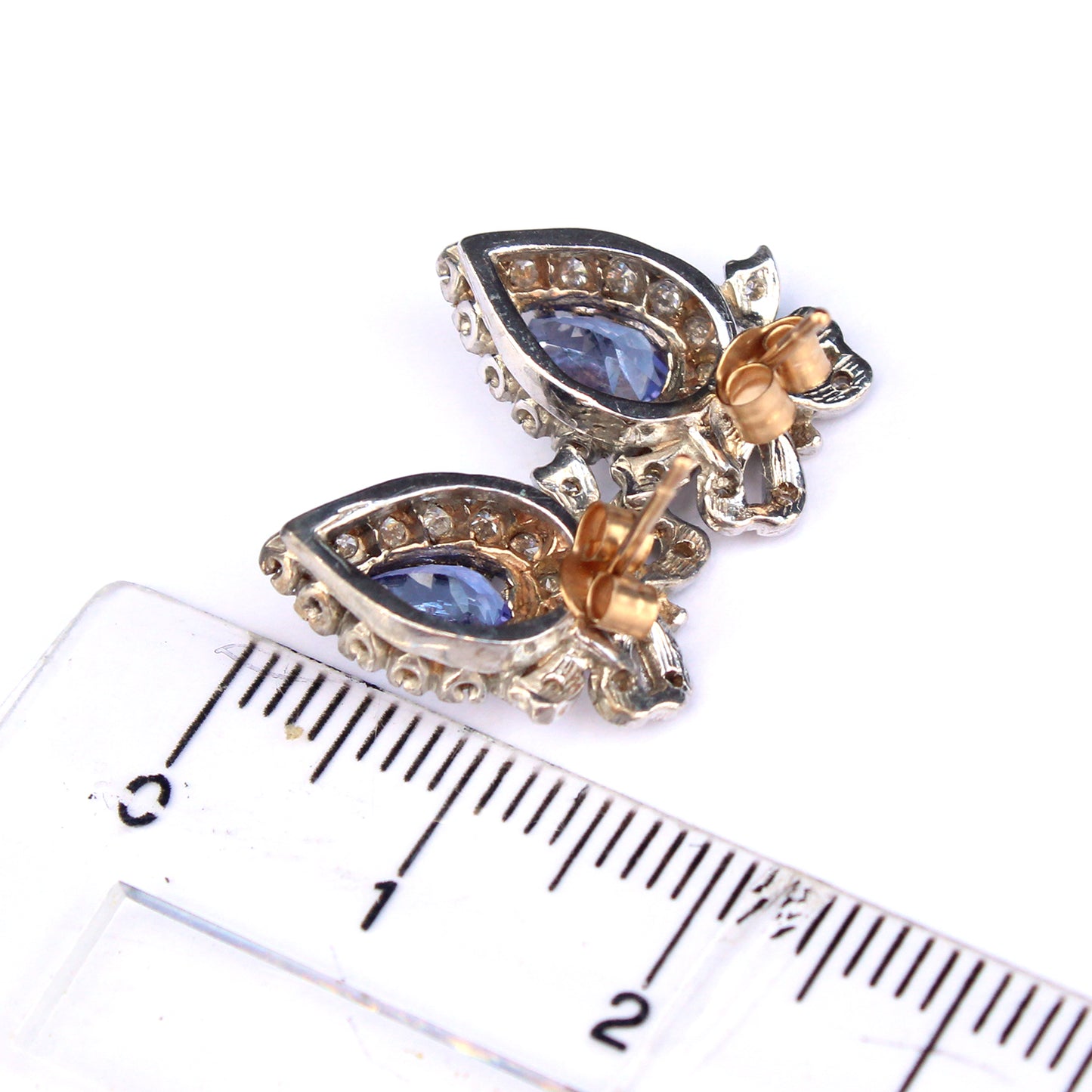 9ct Gold Tanzanite Diamond Heart Earrings
