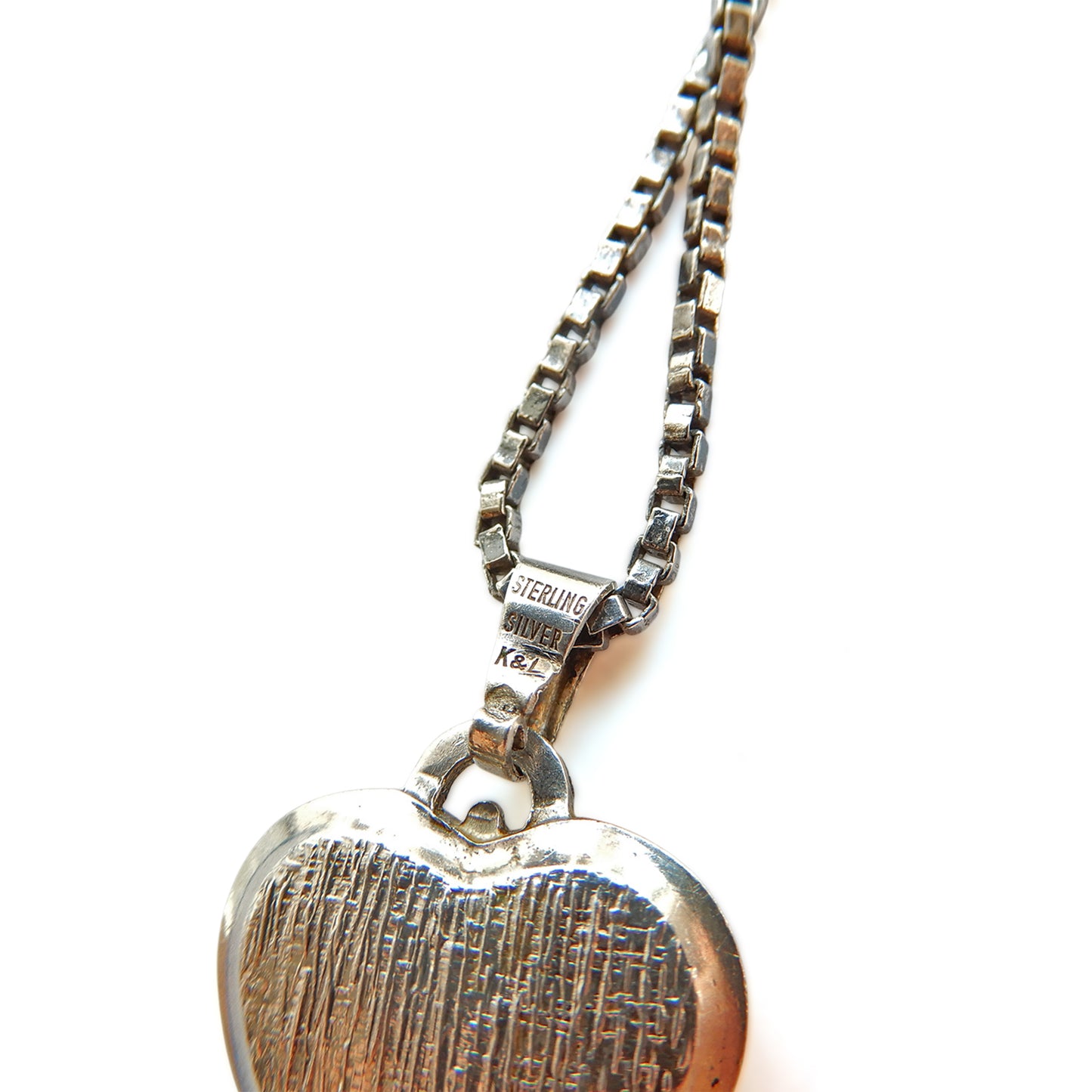 Vintage Sterling Silver K&L Heart Locket with 18inch Box Chain