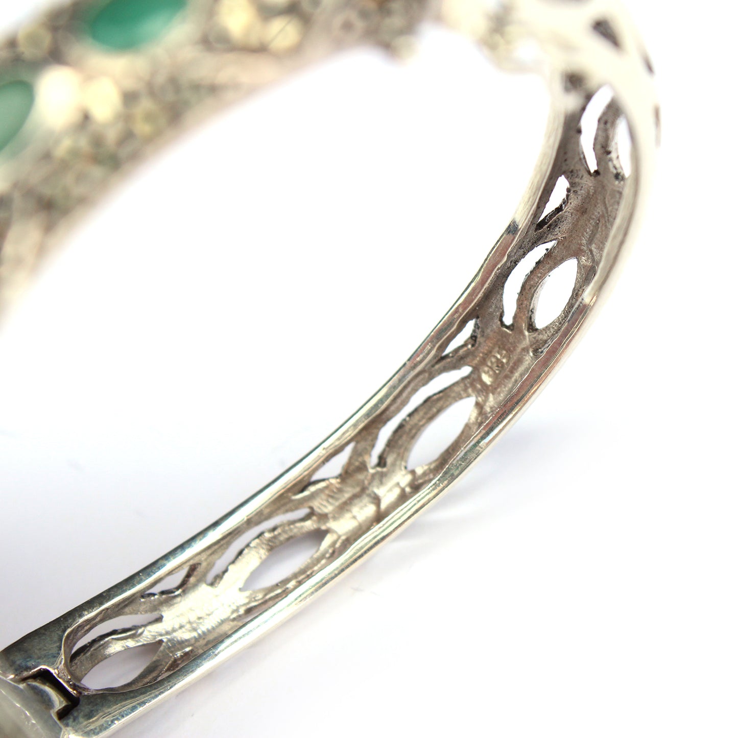 Sterling Silver Emerald Ruby Marcasite Snake Cuff Bracelet