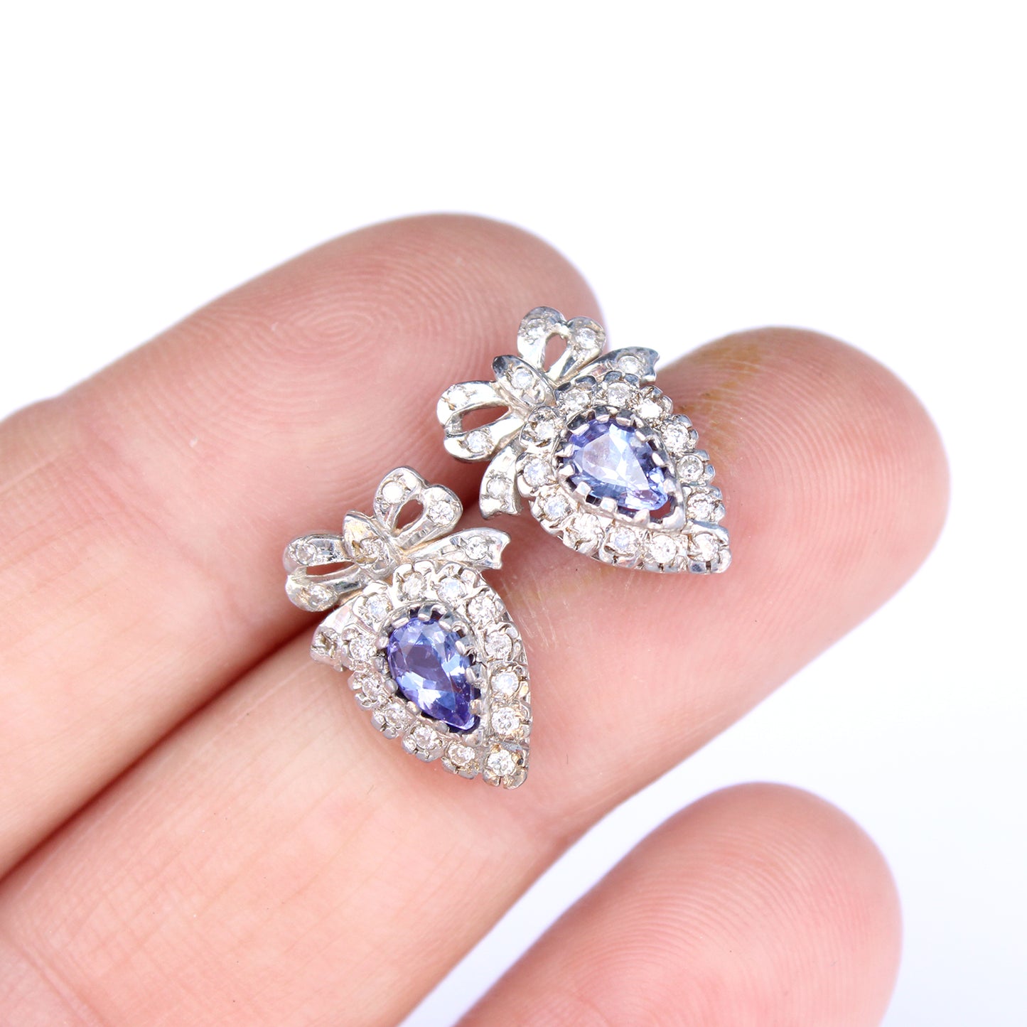 9ct Gold Tanzanite Diamond Heart Earrings