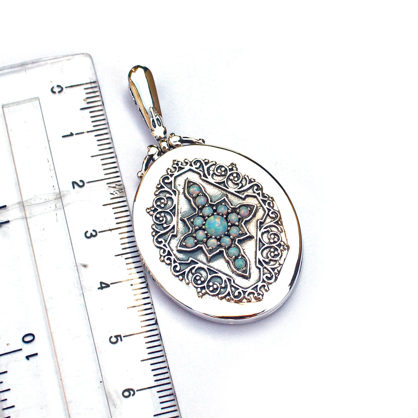 Sterling Silver Victorian Style Opal Locket