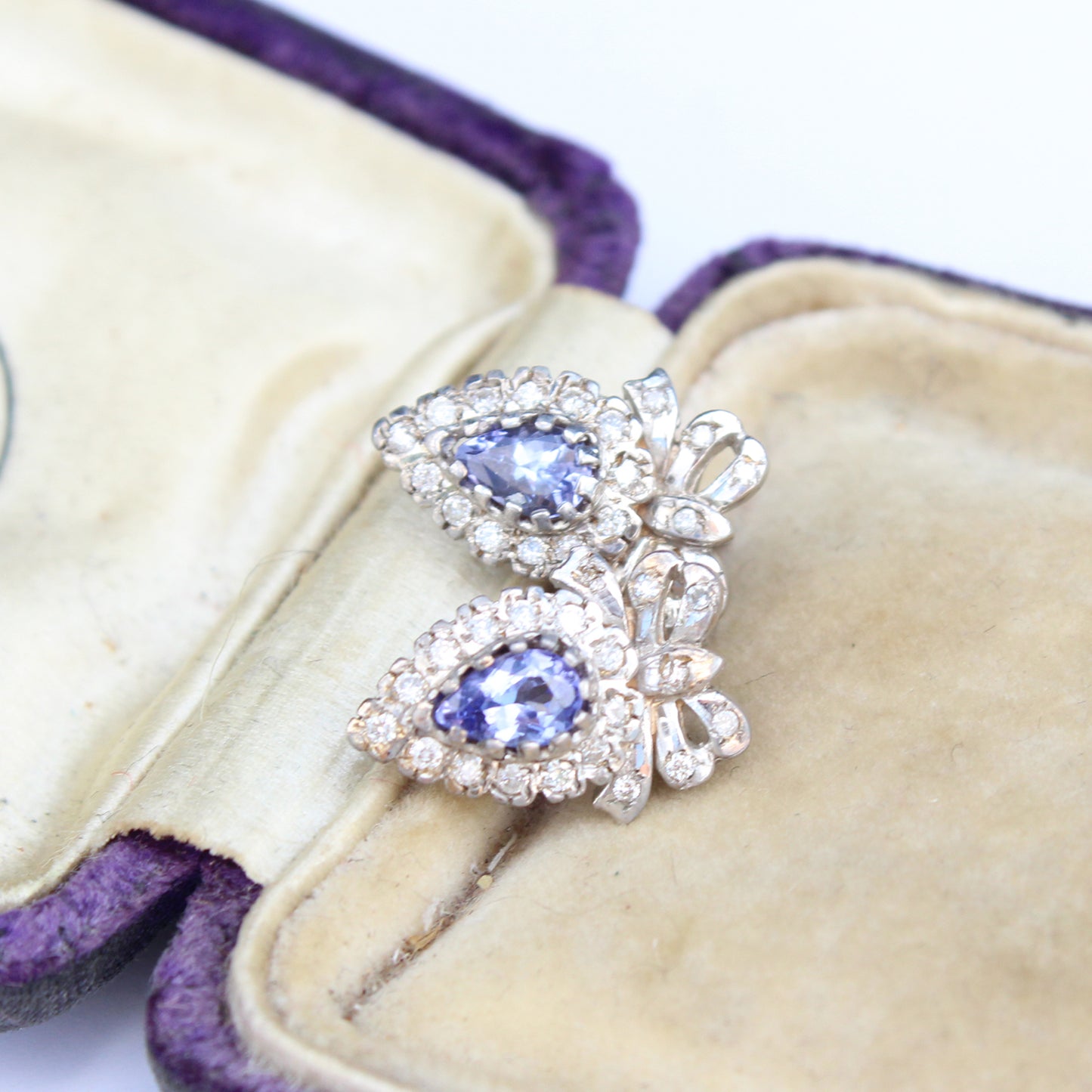 9ct Gold Tanzanite Diamond Heart Earrings