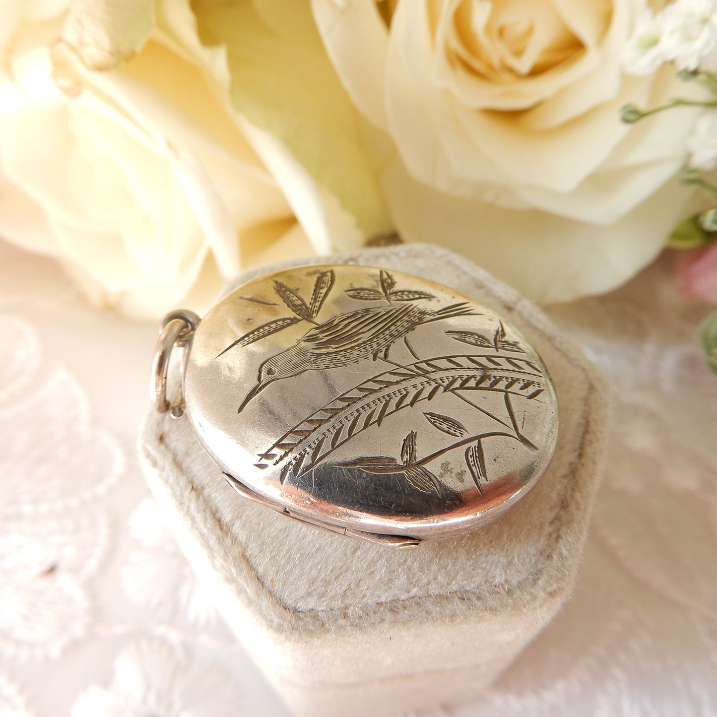 Victorian Sterling Silver Aesthetic Period Swallow Locket