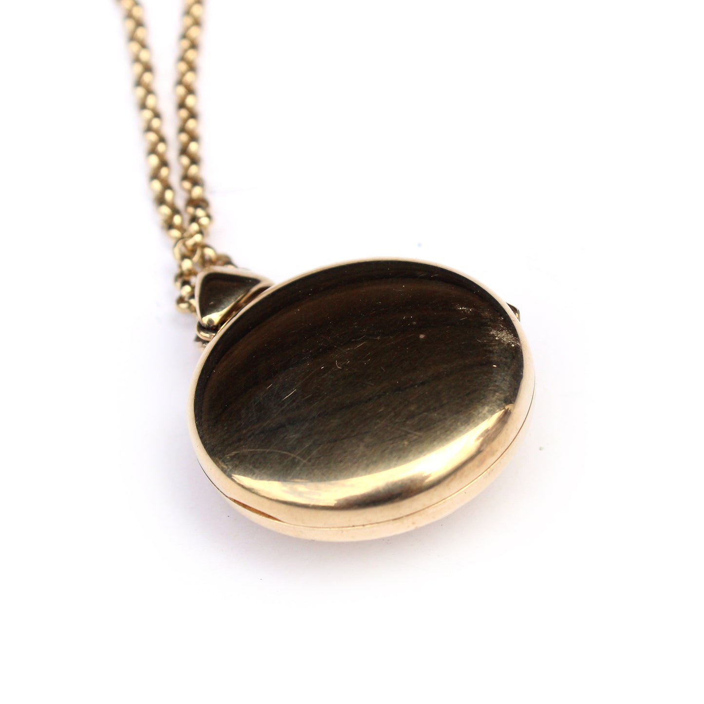 Heavy Vintage 9ct Gold Celtic Locket with Pearl Panel & Belcher Chain
