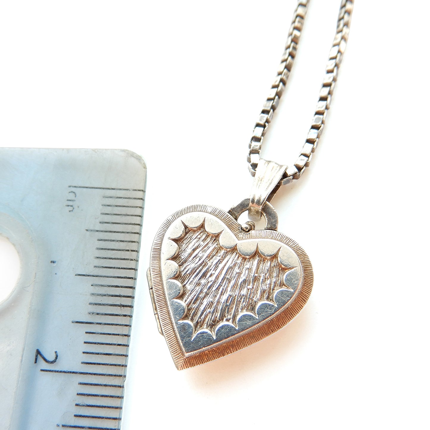 Vintage Sterling Silver K&L Heart Locket with 18inch Box Chain