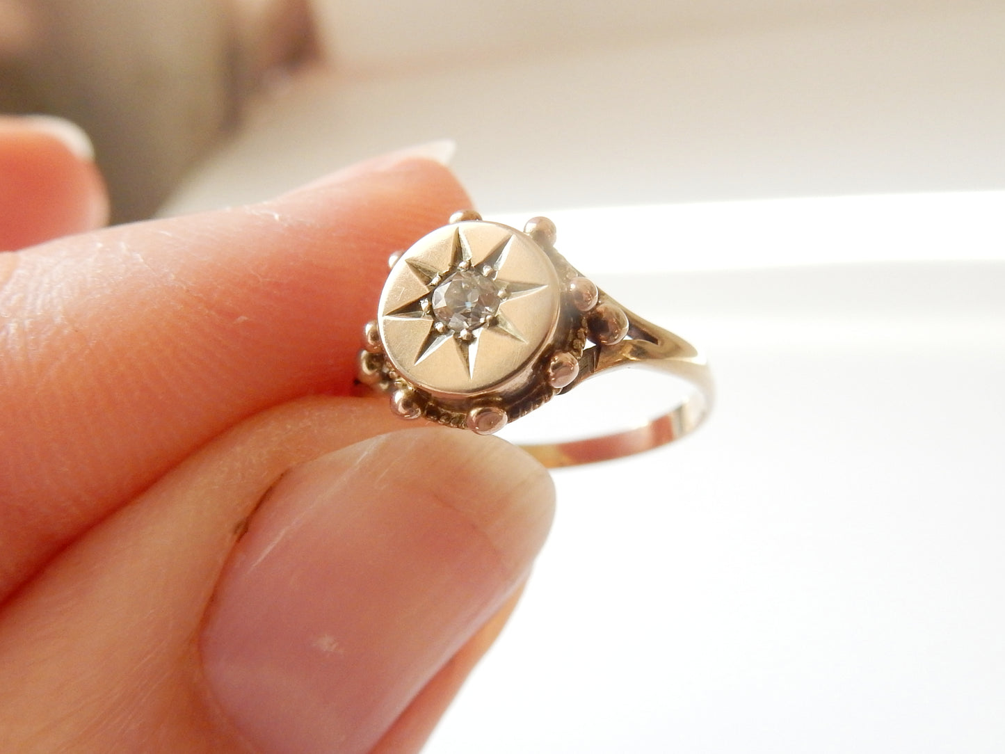 Victorian 15ct Gold Diamond Star Ring