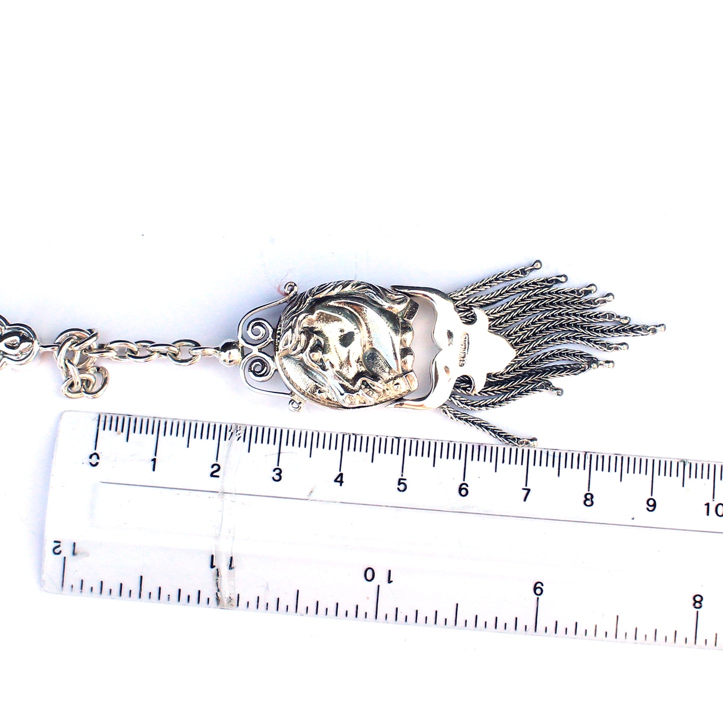 Vintage Sterling Silver Horse Albert Chain Pocket Watch Fob with Tassel & Dog Clip