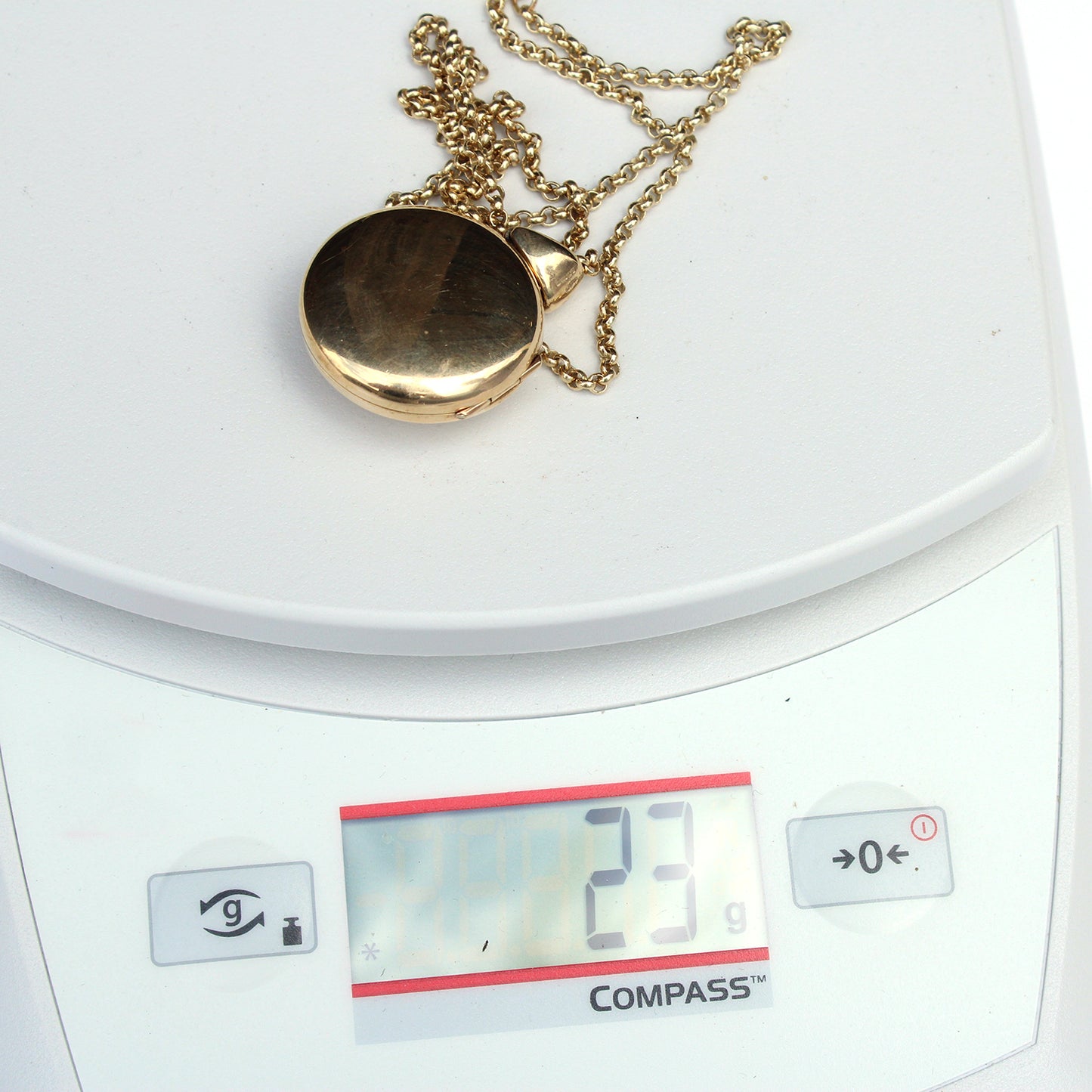Heavy Vintage 9ct Gold Celtic Locket with Pearl Panel & Belcher Chain