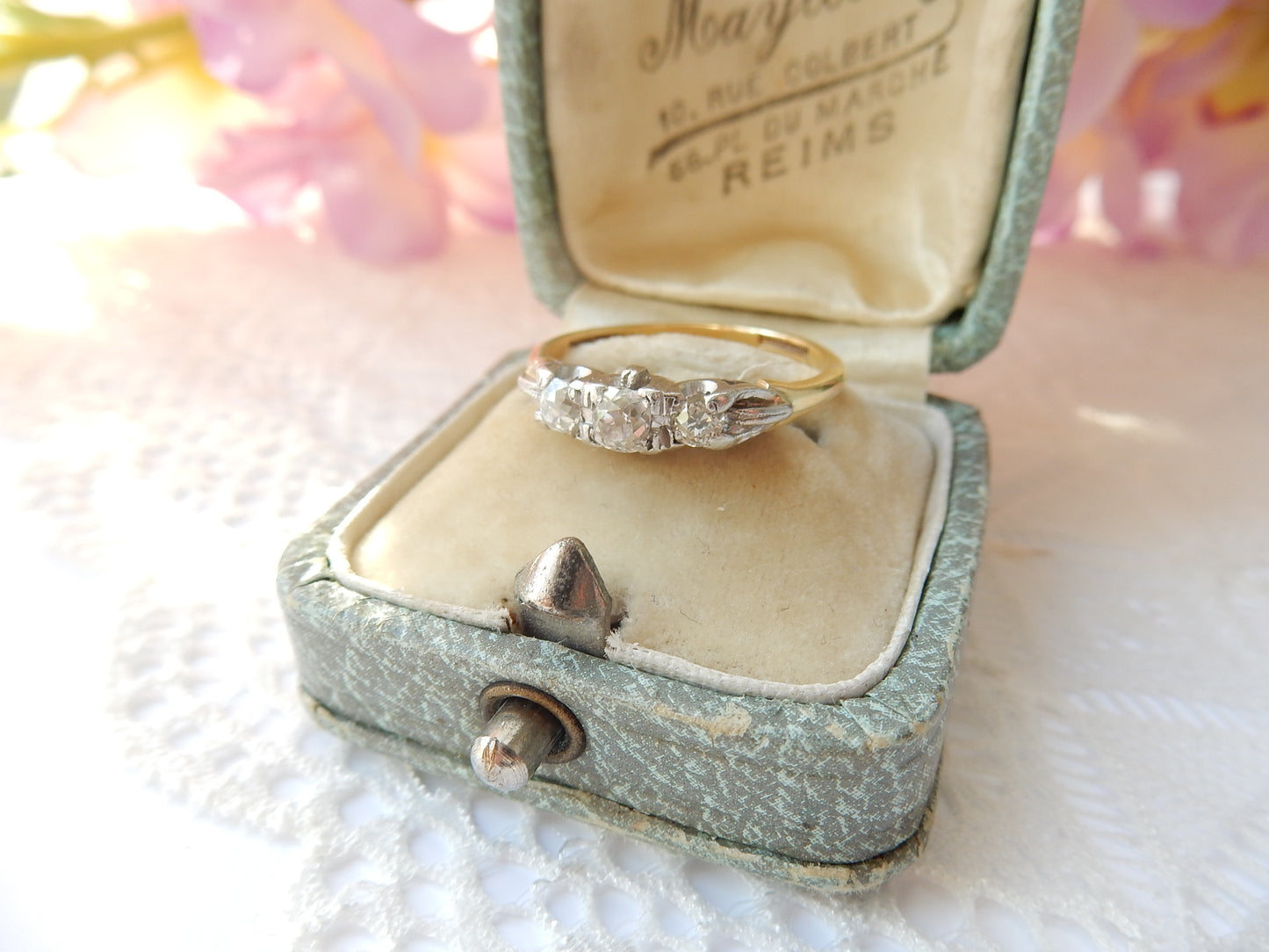 Art Deco 18ct Gold Platinum & Diamond Ring
