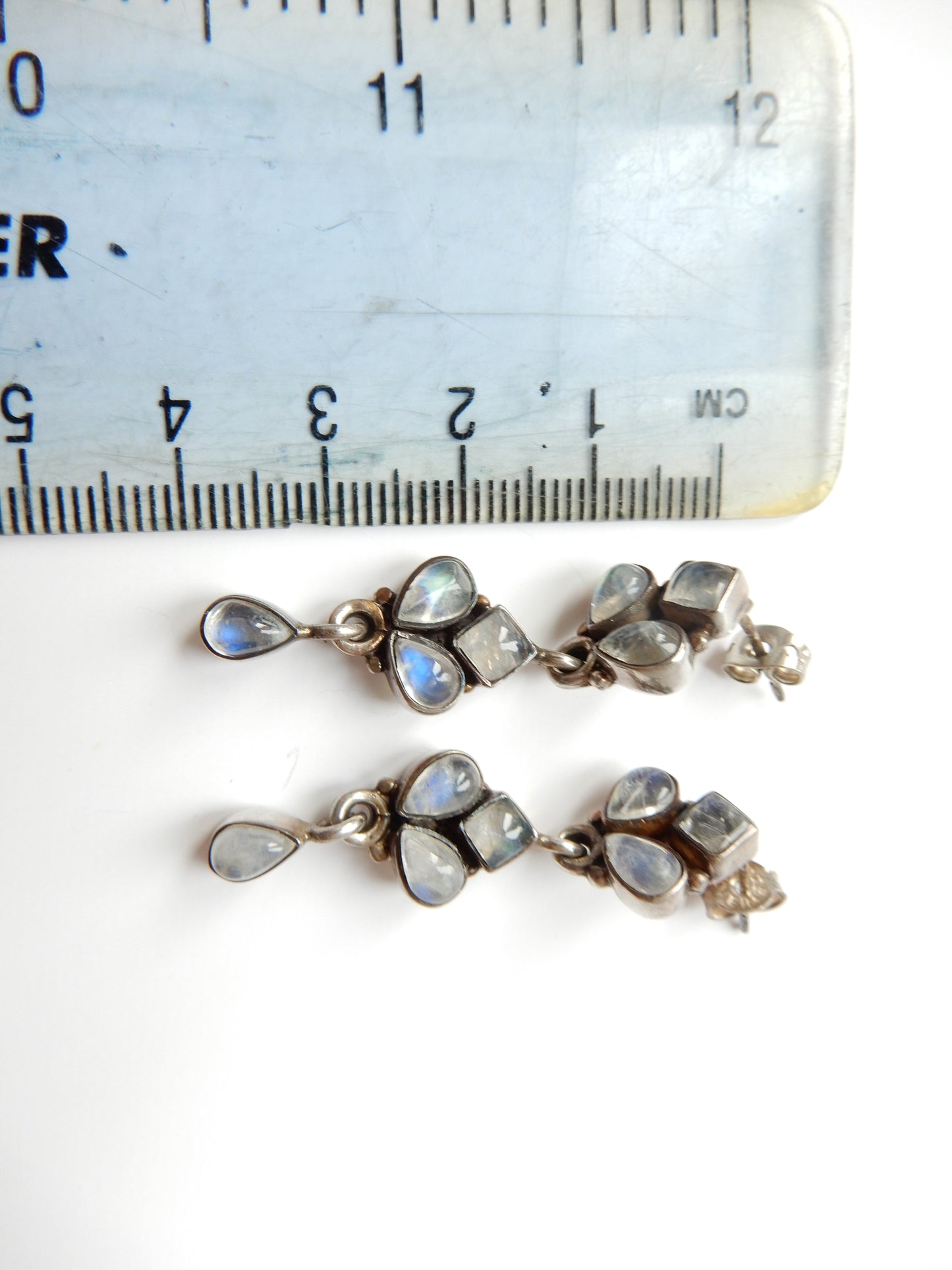 Vintage Sterling Silver Moonstone Cabochon Earrings