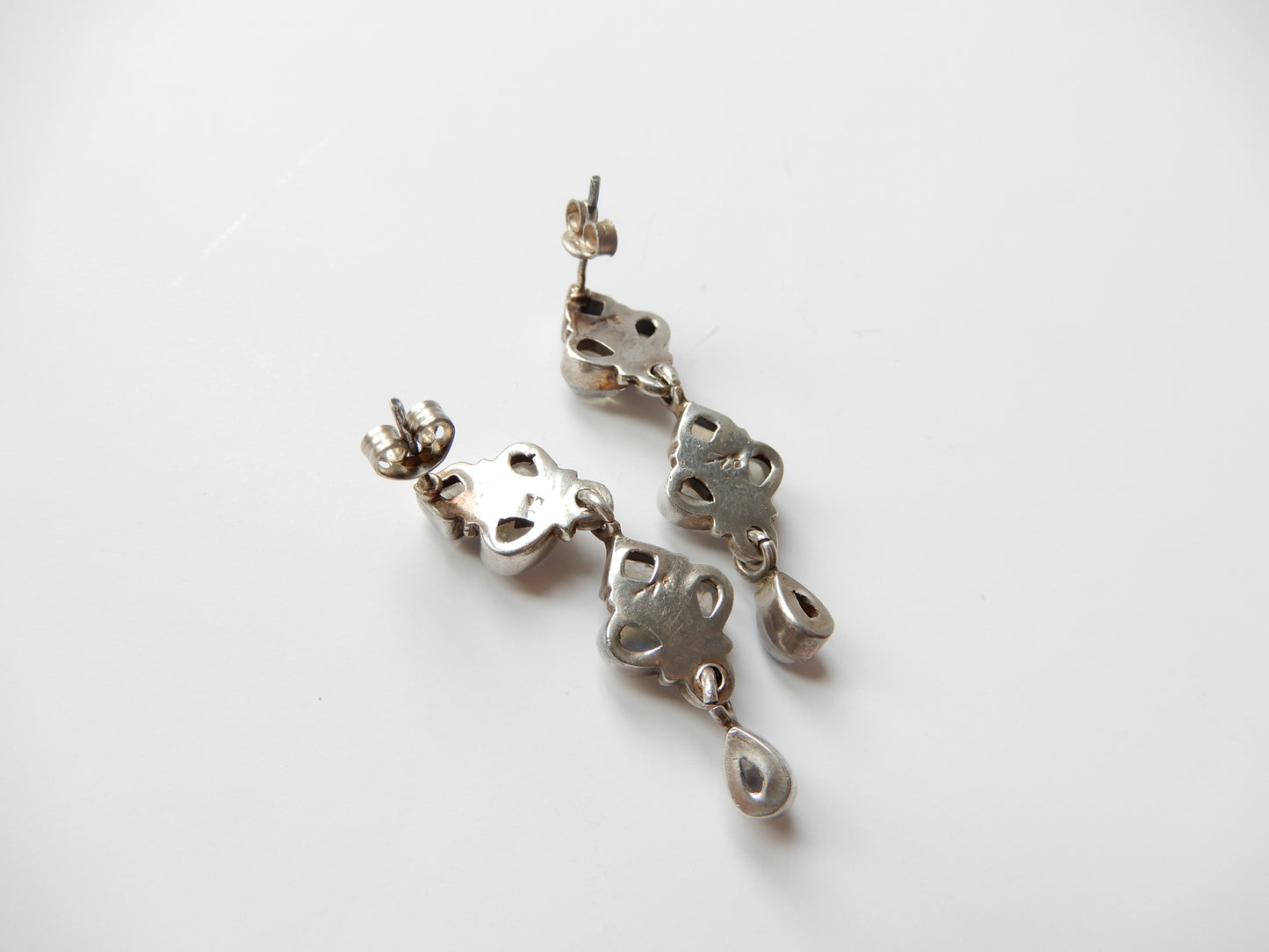 Vintage Sterling Silver Moonstone Cabochon Earrings