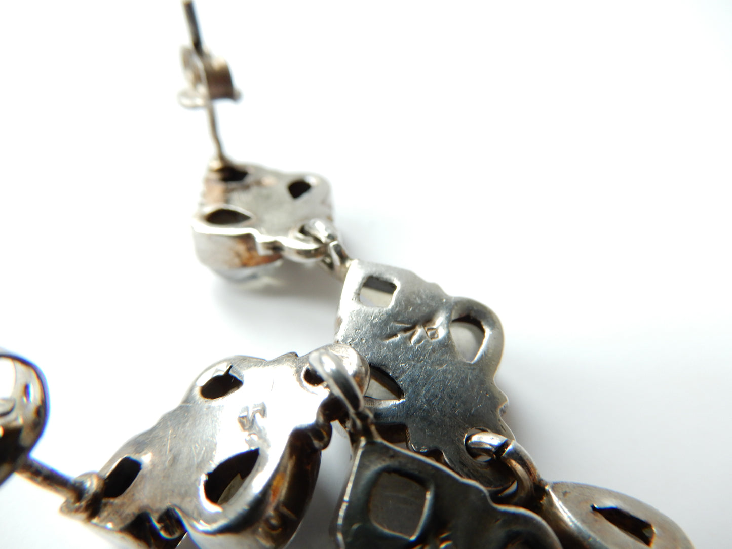 Vintage Sterling Silver Moonstone Cabochon Earrings