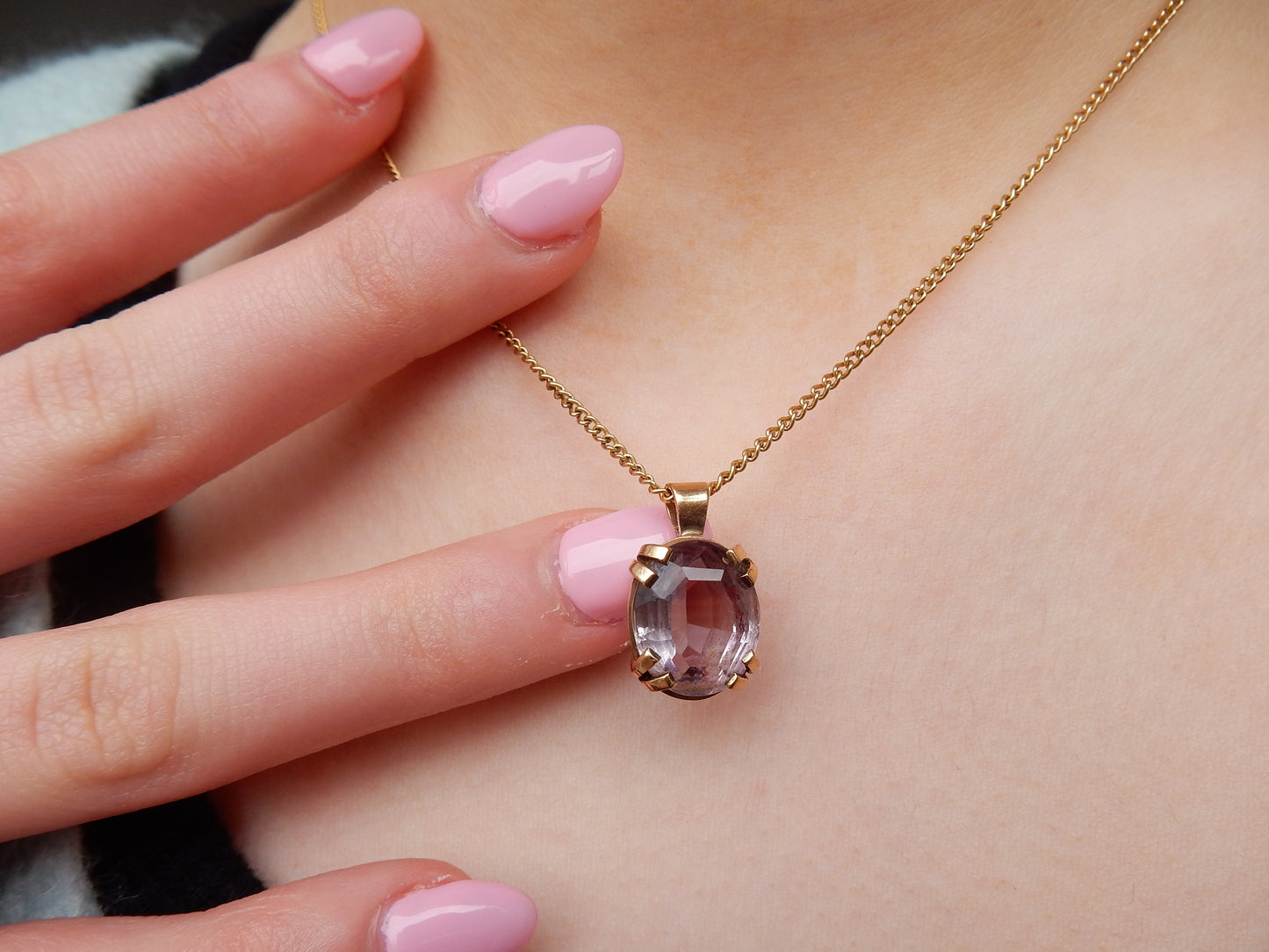 Vintage 9ct Gold Amethyst Pendant