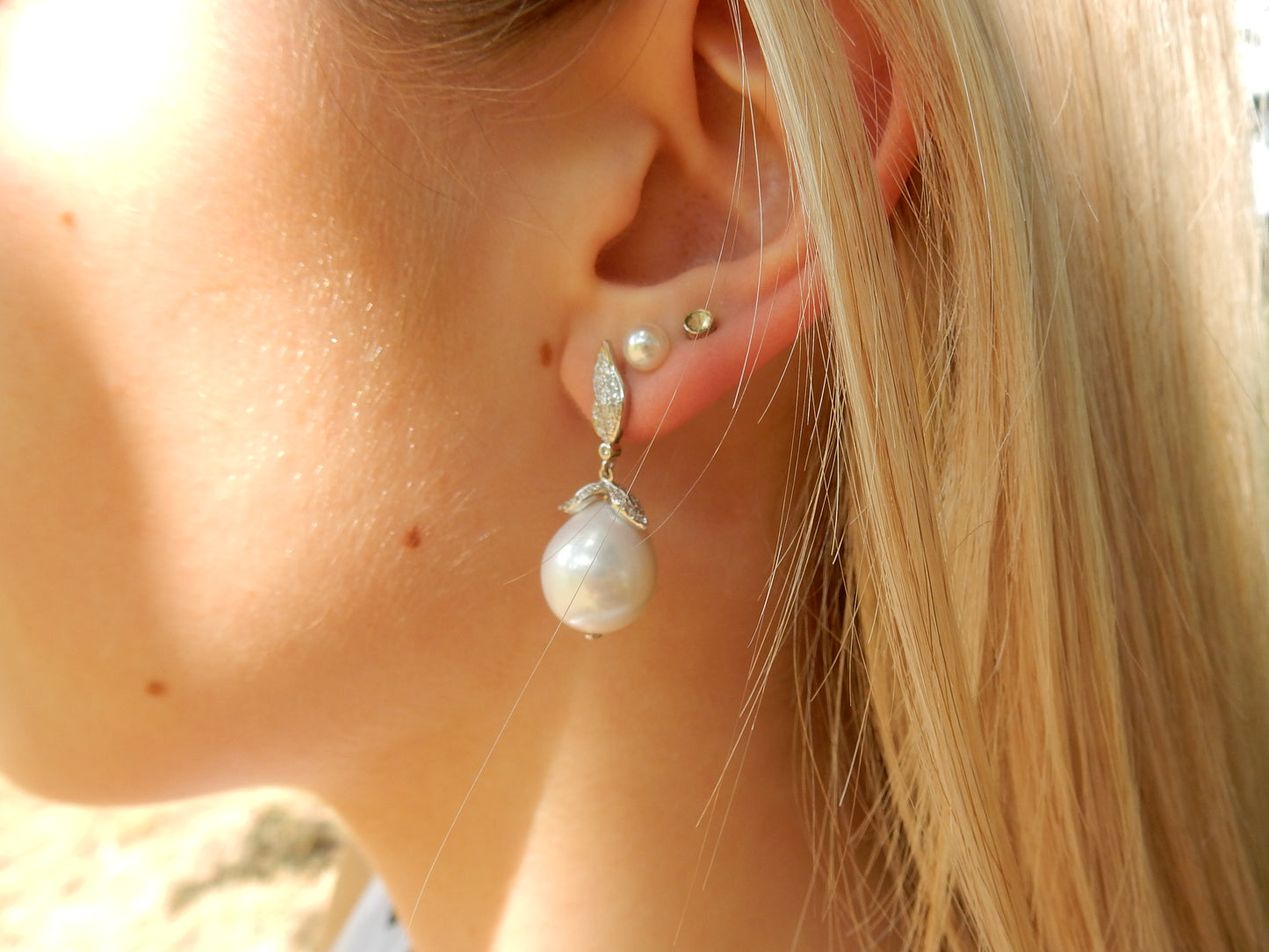 Sterling Silver Baroque Pearl Drop Earrings