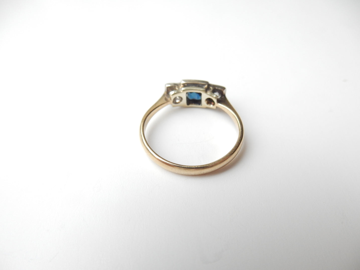 Art Deco 9ct Gold Platinum Sapphire & Diamond Ring