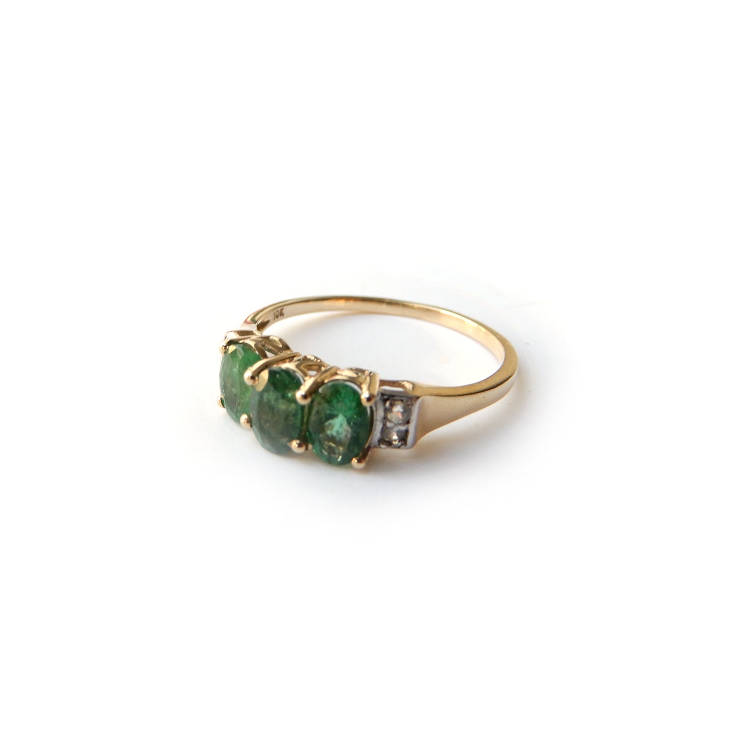 10ct Gold Emerald & Zircon Ring