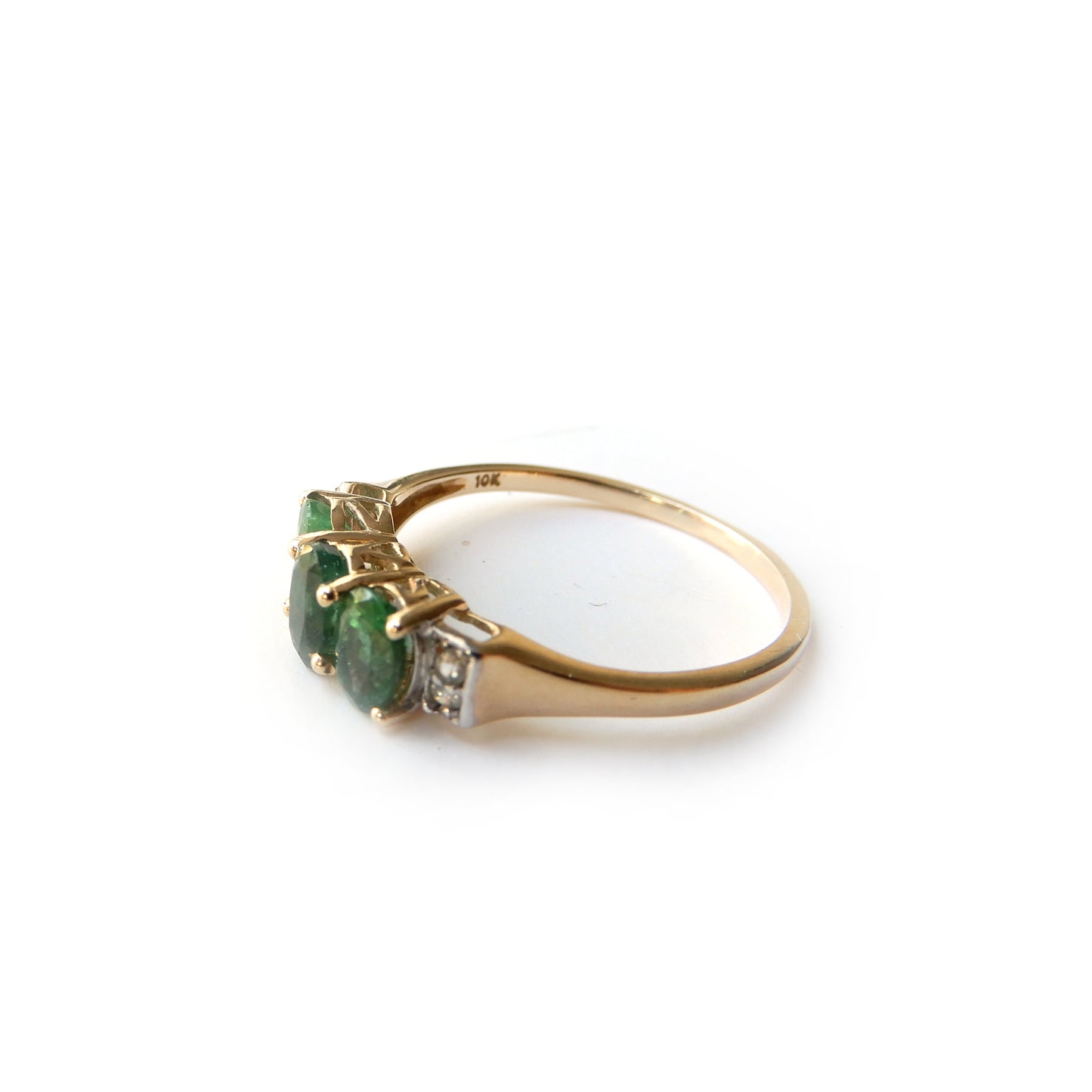 10ct Gold Emerald & Zircon Ring