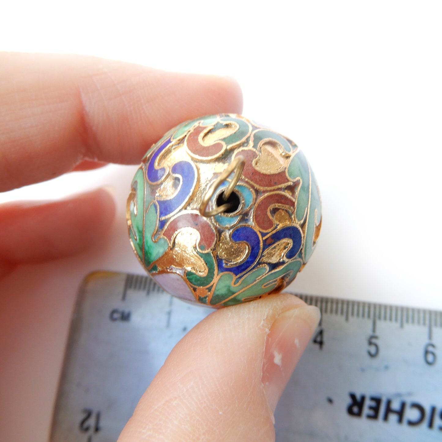 Vintage Chinese Cloisonné Enamel Egg Pendant