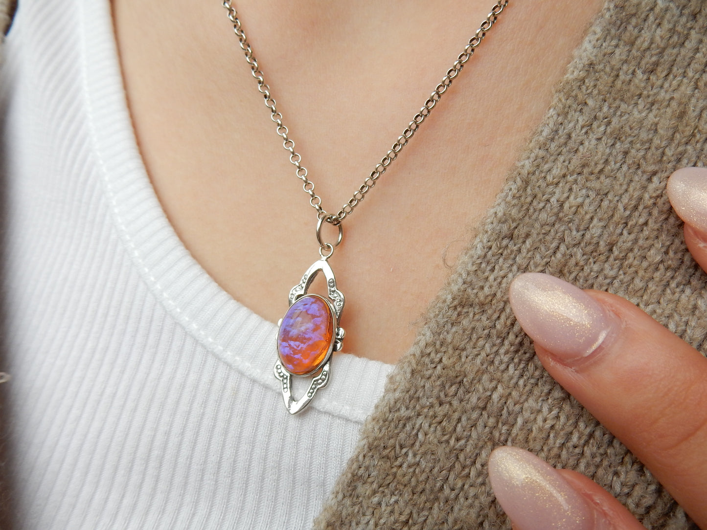 Antique Sterling Silver Dragons Breath Pendant