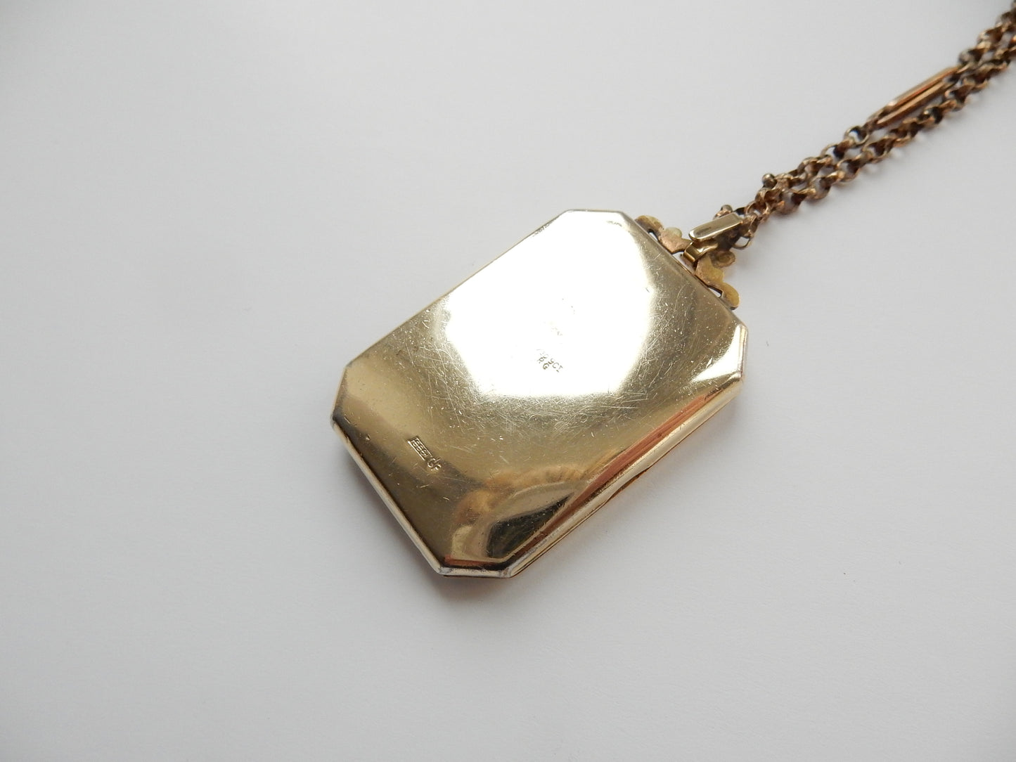 Vintage 9ct Rolled Gold Rectangle Locket with Vintage Belcher Chain