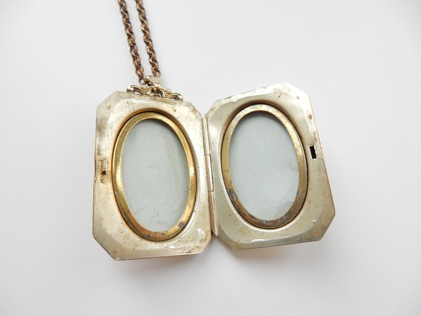 Vintage 9ct Rolled Gold Rectangle Locket with Vintage Belcher Chain