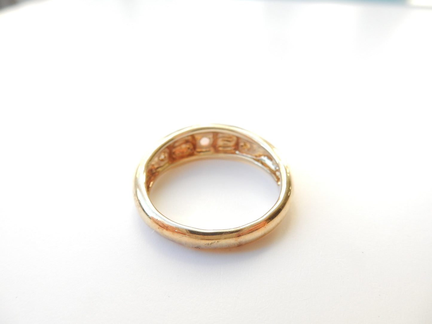 Solid Silver Vermeil Opal & Diamond Starburst Band