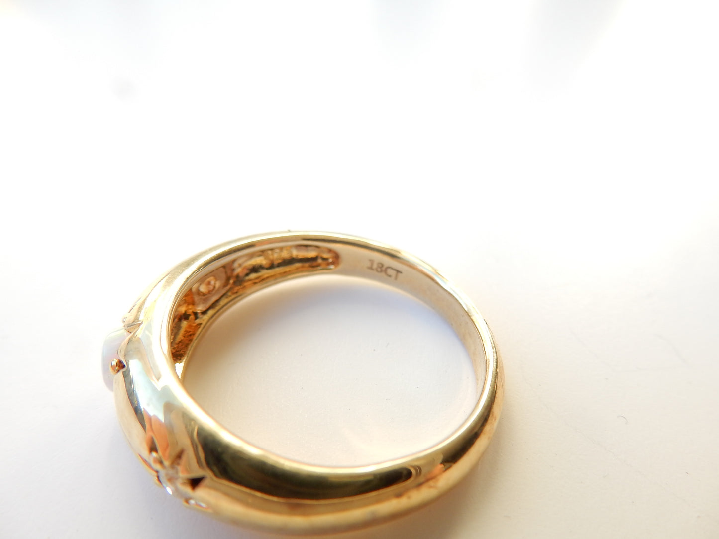 Solid Silver Vermeil Opal & Diamond Starburst Band