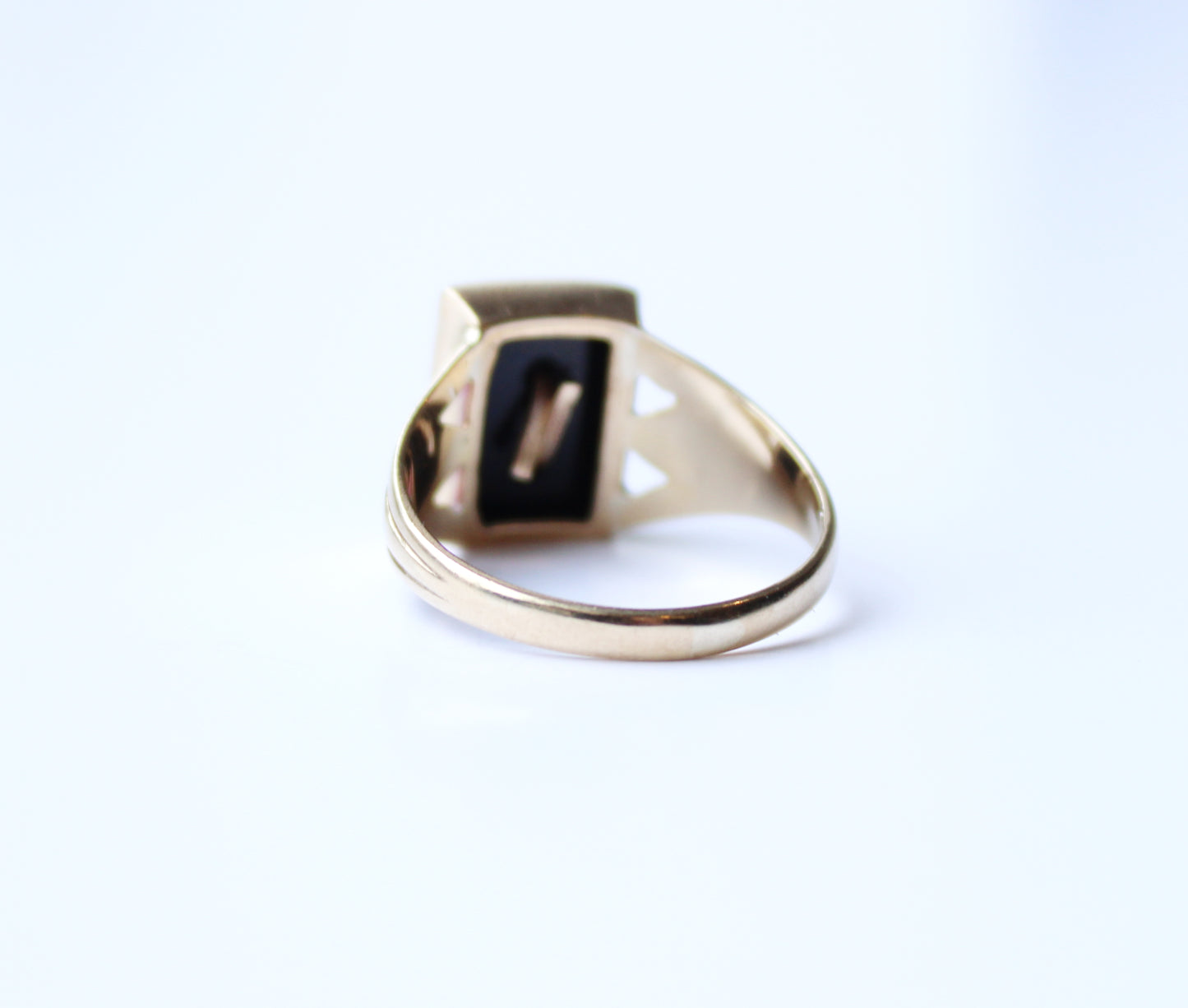 Vintage 9ct Rose Gold Initial "D" Onyx Signet Ring