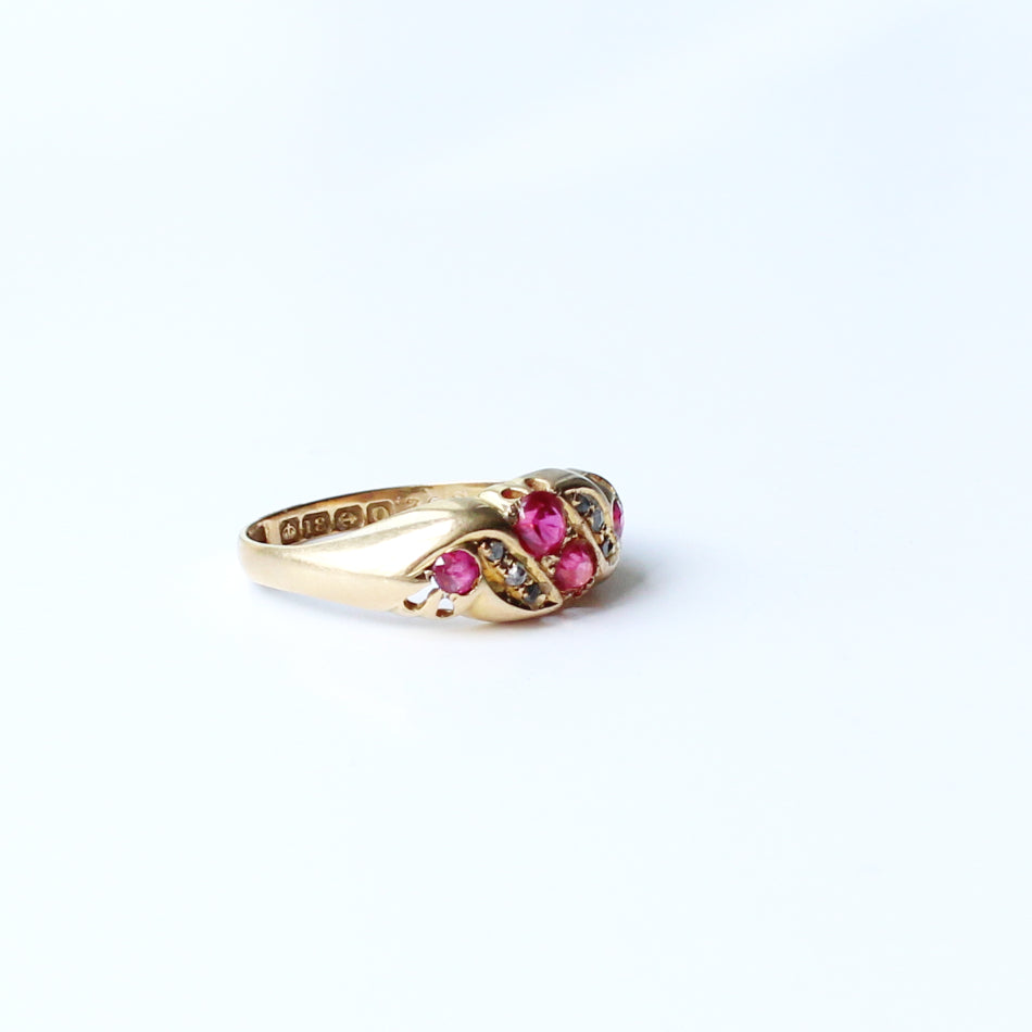 Victorian 18ct Ruby & Diamond Band