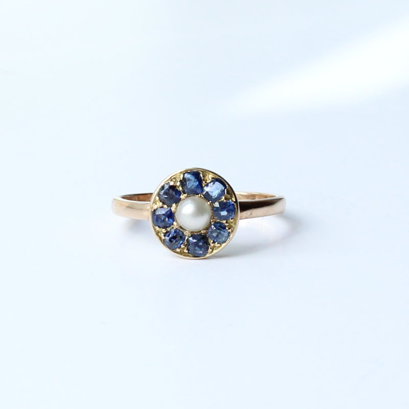 Layaway for JH Antique 18ct Gold Sapphire & Pearl Ring