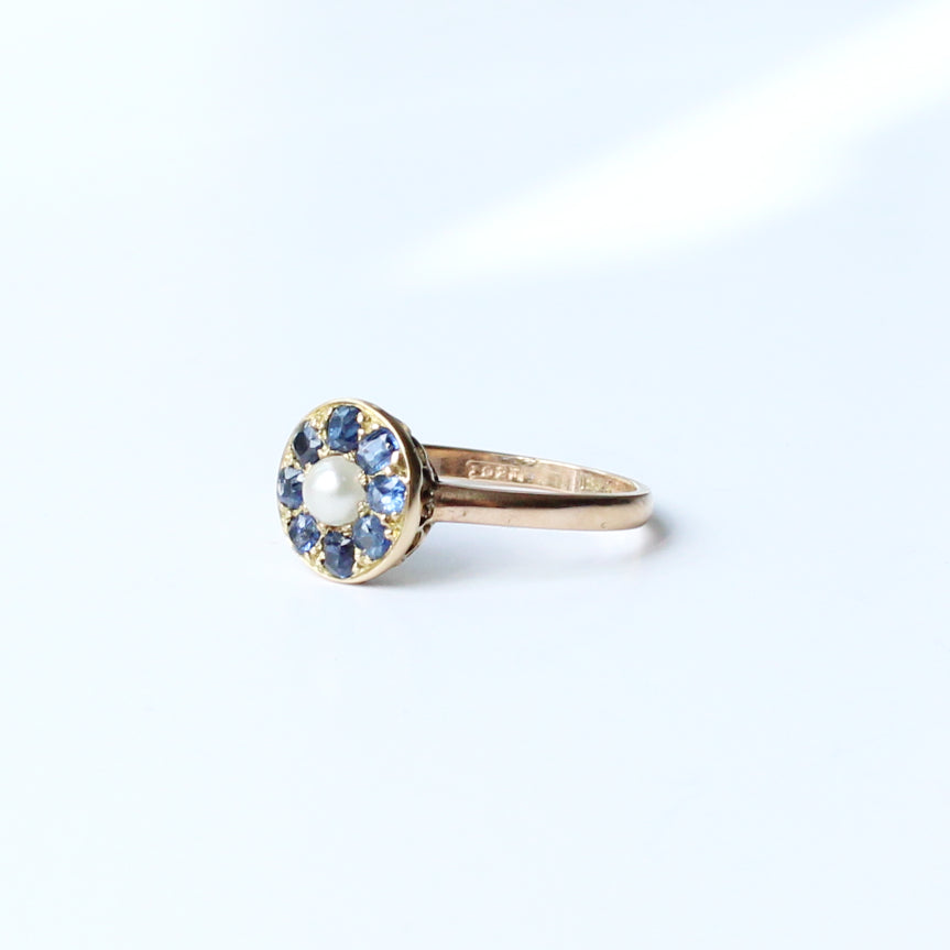 Layaway for JH Antique 18ct Gold Sapphire & Pearl Ring