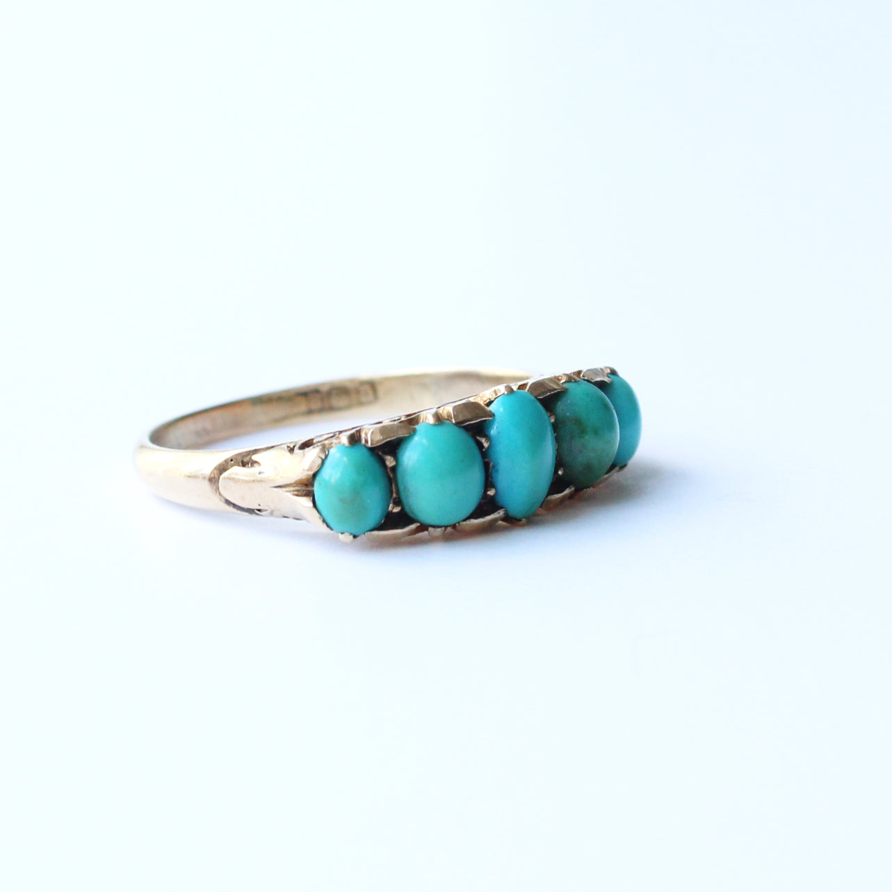 Antique 18ct Turquoise Five Stone Ring