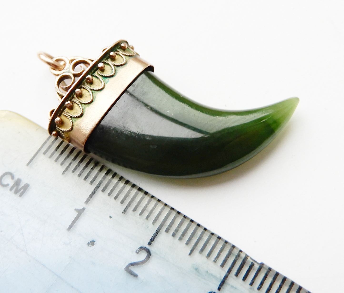 9ct Antique 1860s New Zealand Poanamu Greenstone Pendant