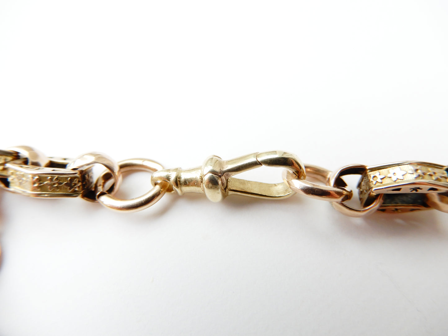 Victorian 9ct Gold Star Link Bracelet with Dog Clip