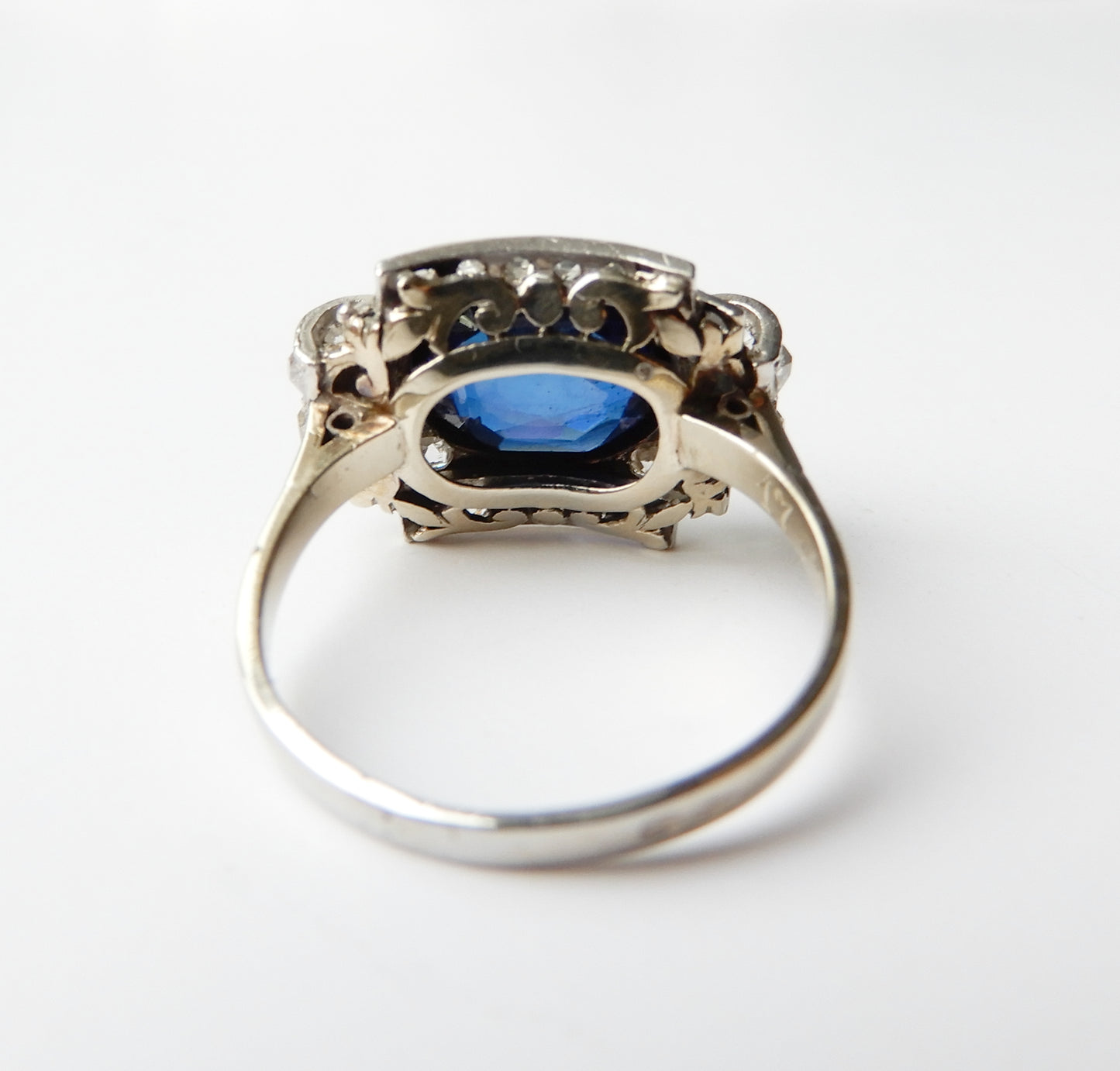 French Art Deco Sapphire & Diamond Ring