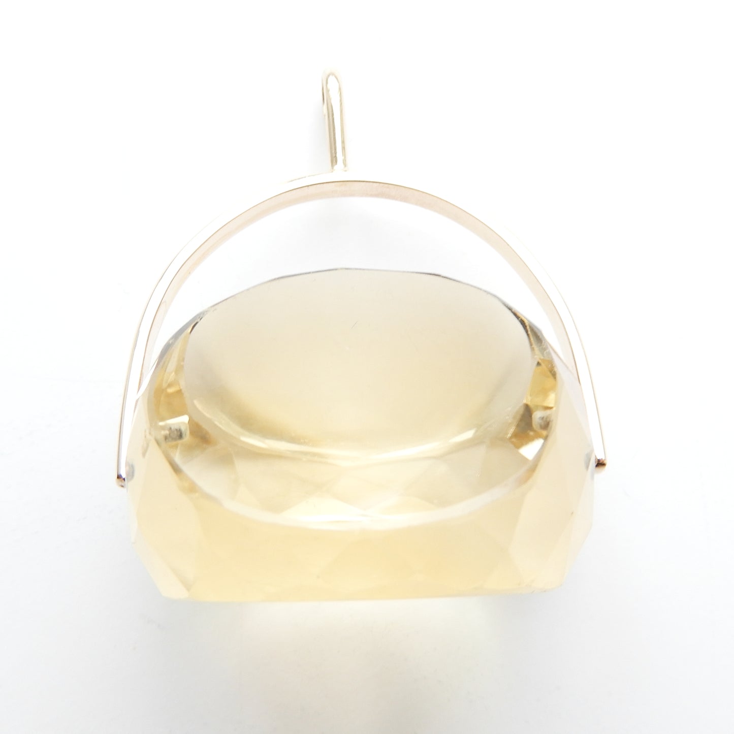 Large Chunky 9ct Gold Faceted Citrine Spinner Fob