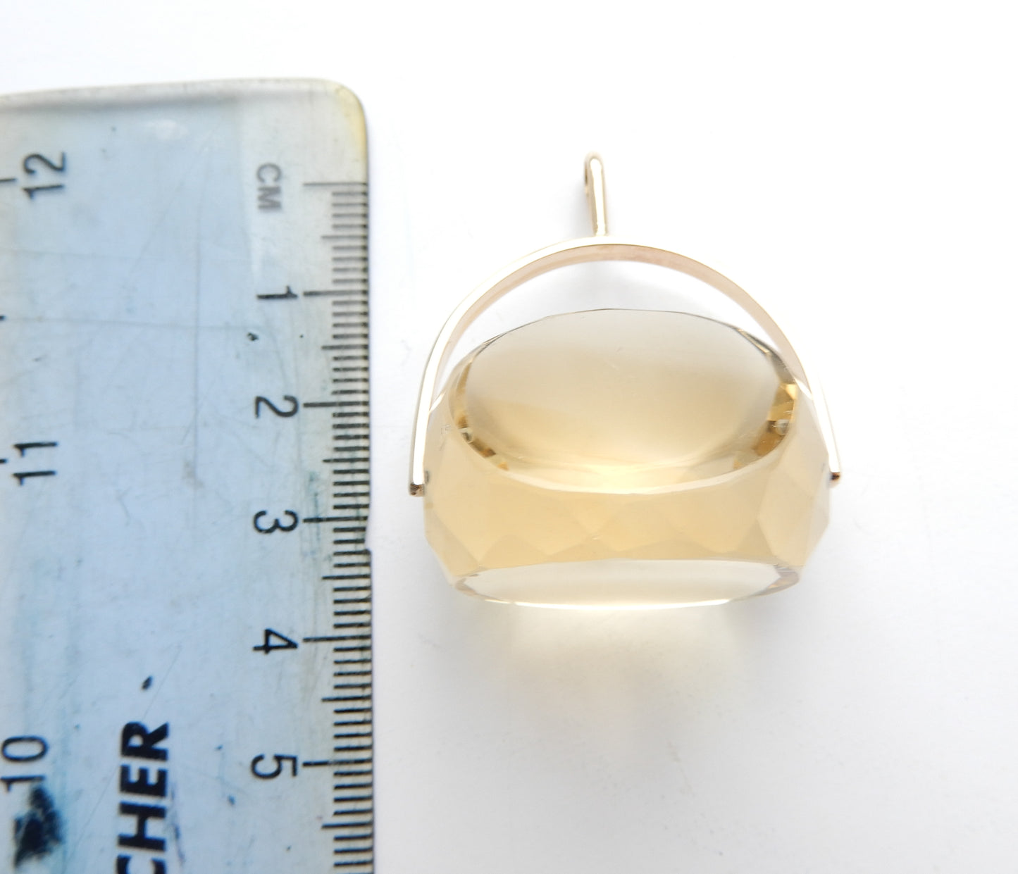 Large Chunky 9ct Gold Faceted Citrine Spinner Fob