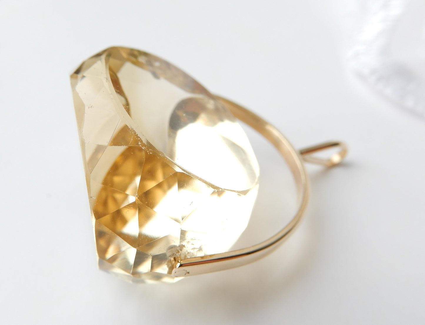 Large Chunky 9ct Gold Faceted Citrine Spinner Fob
